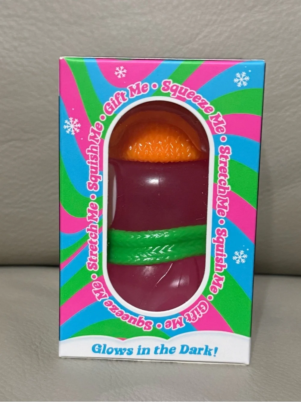 NEW NeeDoh Polar Glow Penguin Pink w/ Orange Hat Super Solid Squishy Christmas